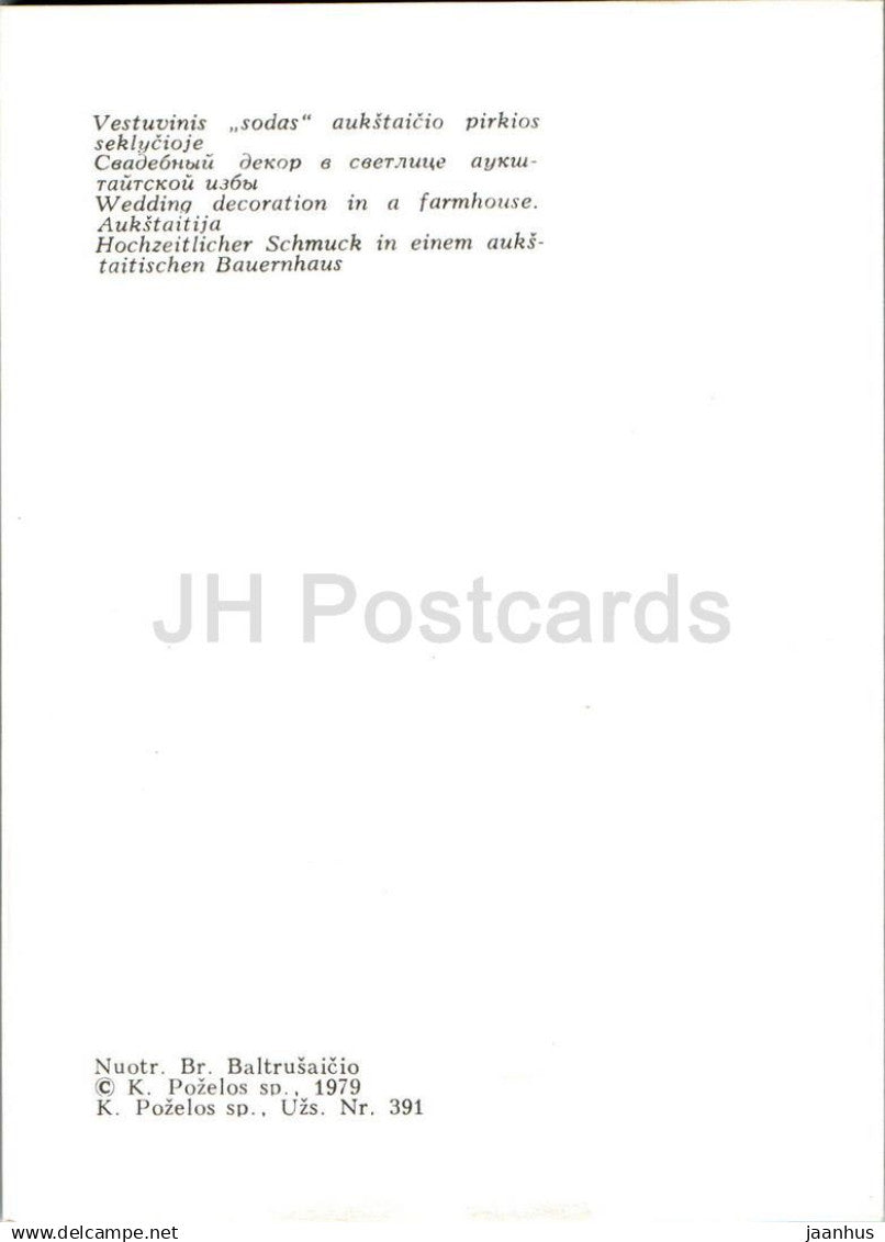 Open air Ethnographic Museum of Lithuania - wedding decoration in a farmhouse Aukstaitija 1979 - Lithuania USSR - unused