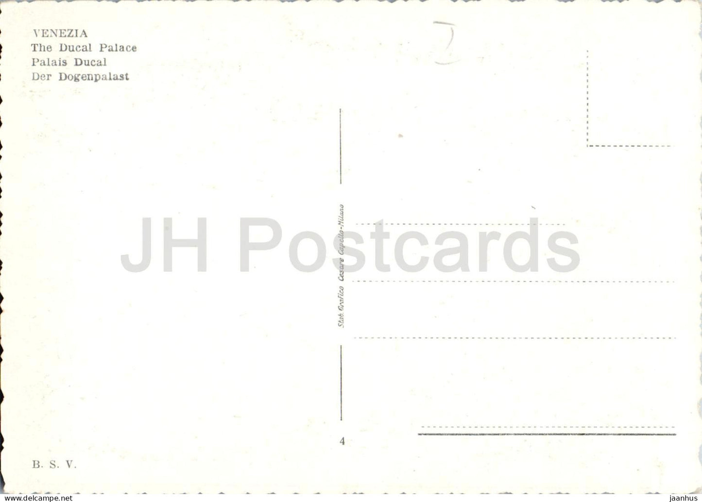 Venezia - Palazzo Ducale - Venice - Doge’s Palace - San Marco - 4 - old postcard - Italy - unused
