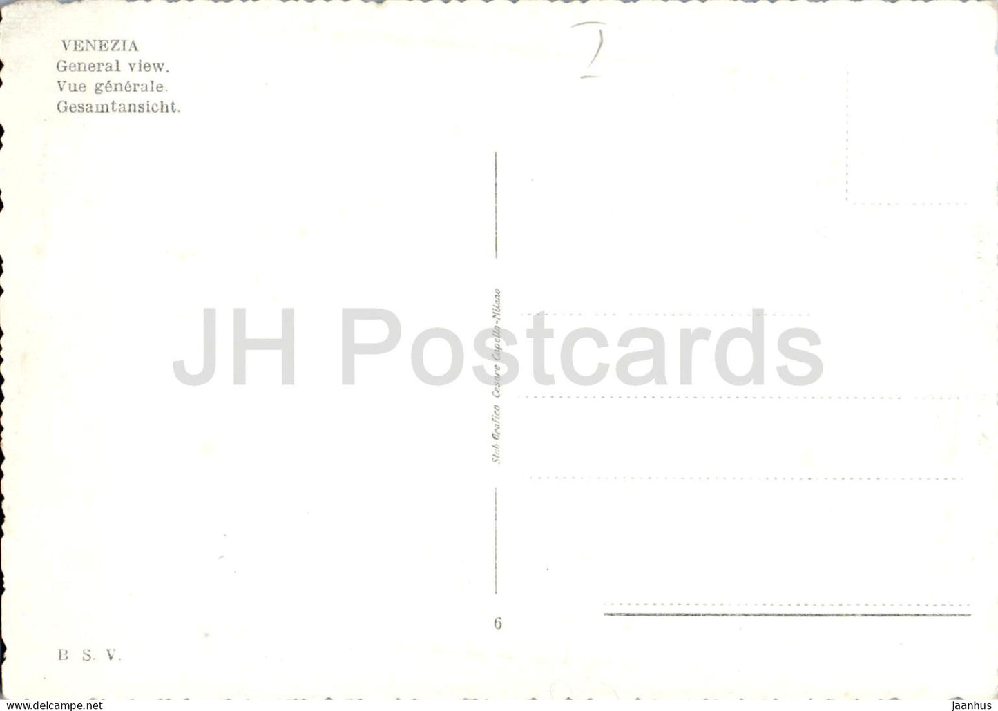 Venezia - Panorama - Venice - gondola - lagoon - bell tower - 6 - old postcard - Italy - unused