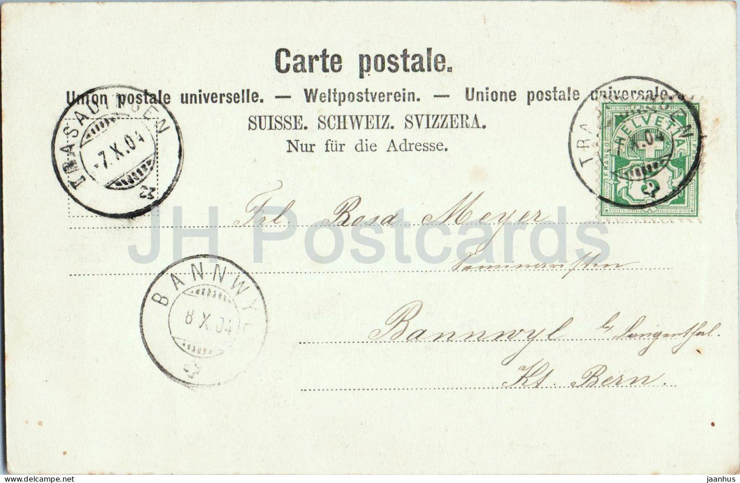 Gruss vom Rheinfall - waterfall - castle - panorama - No. 70 - old postcard - 1904 - Switzerland - used