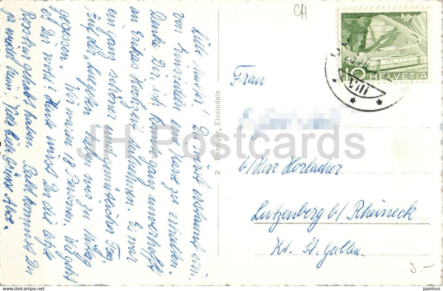Einsiedeln - town - alpine valley - Alps - mountains - old postcard - Switzerland - used