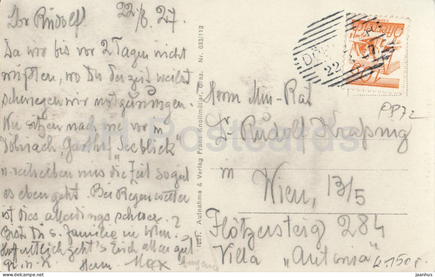 Millstatt am See - Strandbad - beach - bathers - umbrellas - leisure - 633/112 - old postcard - 1927 - Austria used