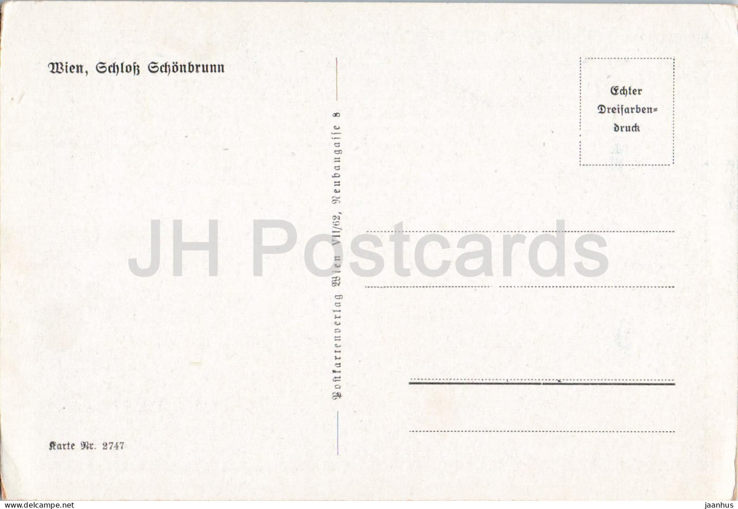 Vienne - Château de Schönbrunn - 2747 - Carte postale ancienne - Autriche - Non utilisée
