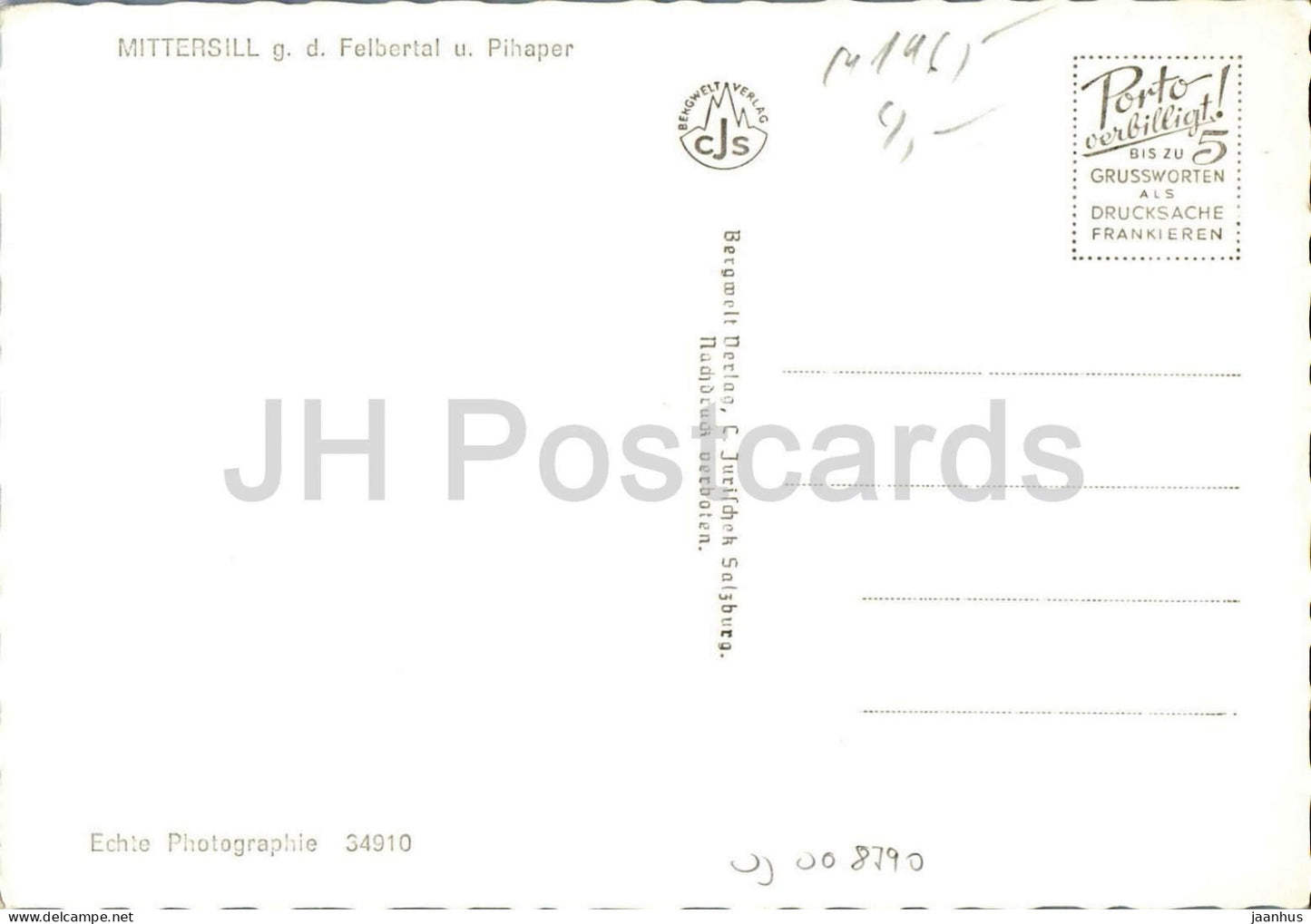 Mittersill g. d. Felbertal u. Pihaper - Stadt - Alpental - Berge - 34910 - alte Postkarte - Österreich - unbenutzt