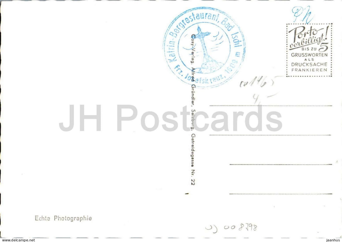 View from the Katrin Alpe Hainzen 1639 m to the valley of the Ischl - Bad Ischl - 477 - old postcard - Austria - unused