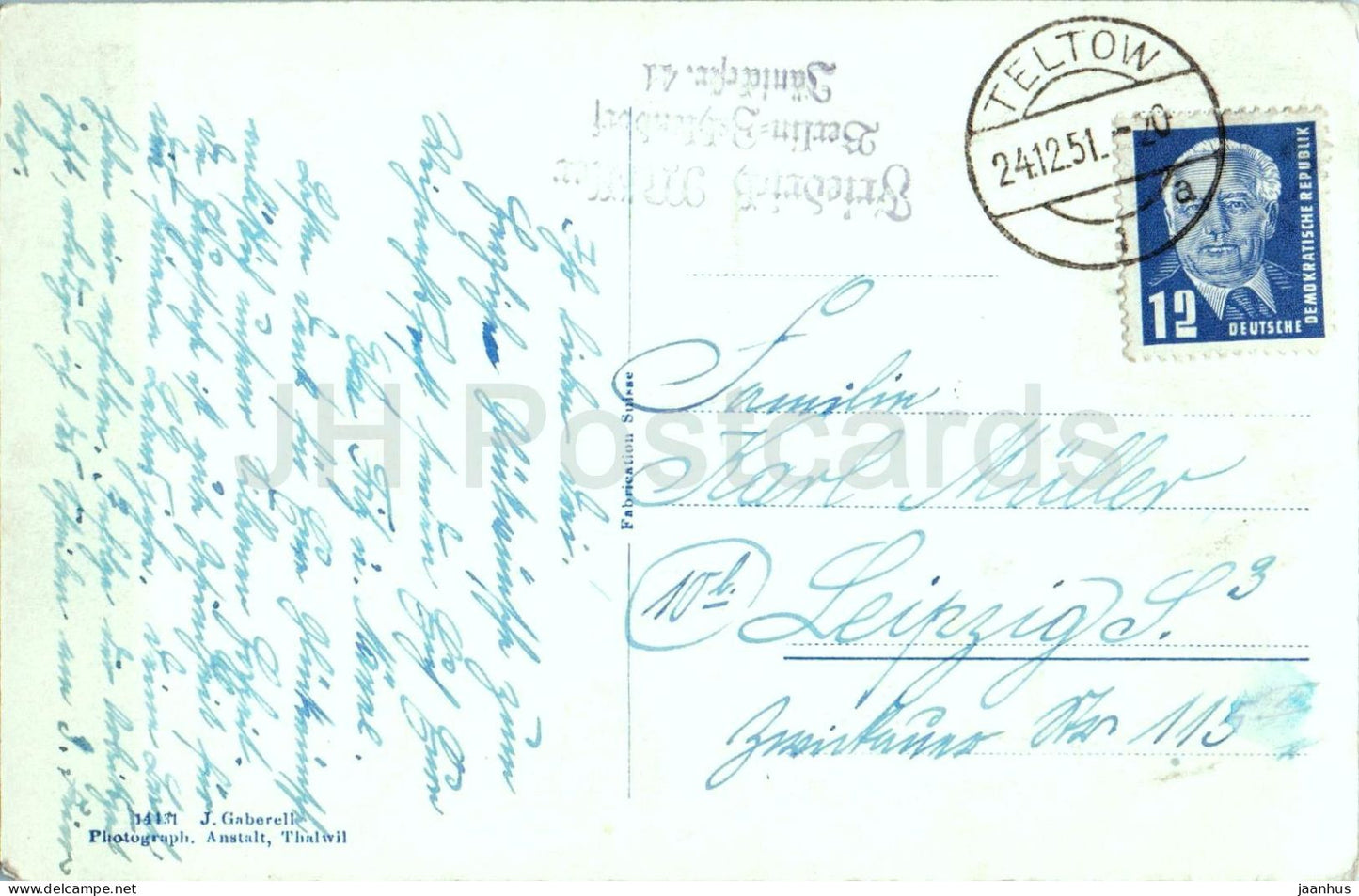 Im Goscheneralptal - Alpine Valley - mountain valley bridge cattle river - old postcard - 1951 - Switzerland - used