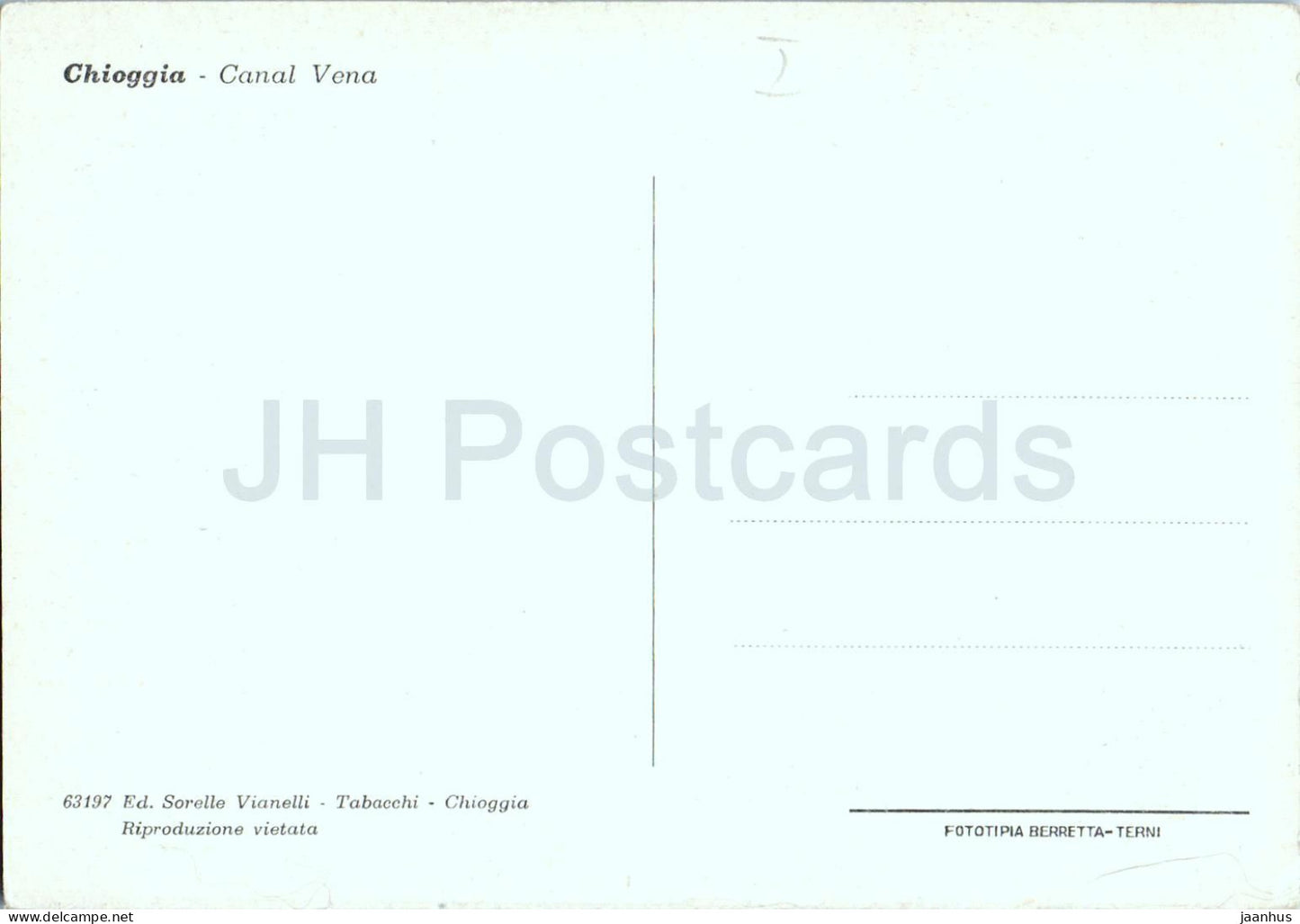 Chioggia - Canal Vena - boat - bridge - daily life - Veneto - 63197 - old postcard - Italy - unused