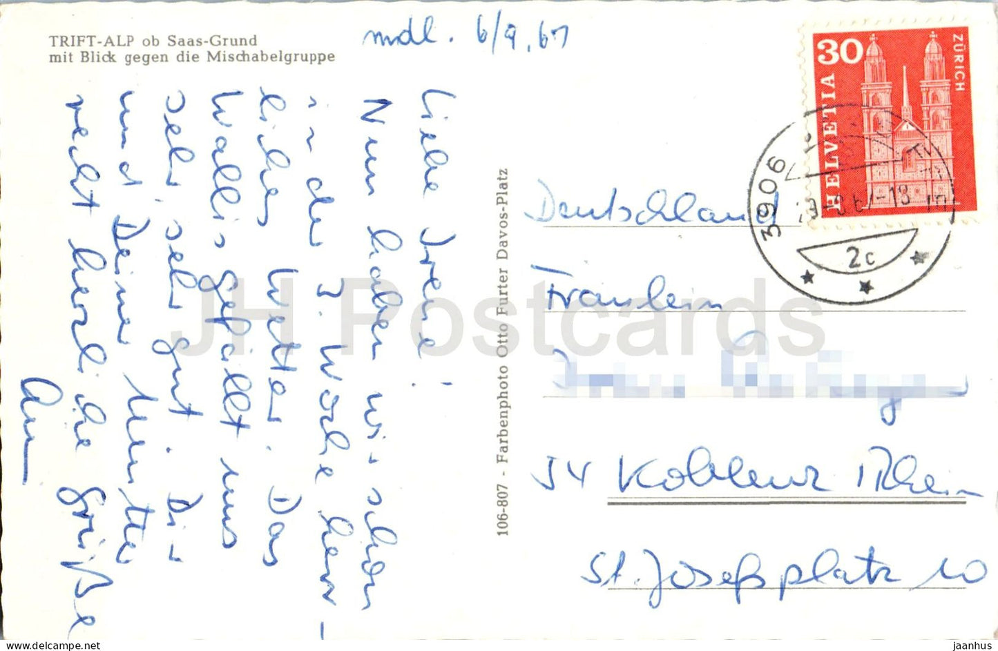 Trift Alp ob Saas Grund mit Blick gegen die Mischabelgruppe - Alps - mountains - 1967 - Switzerland - used
