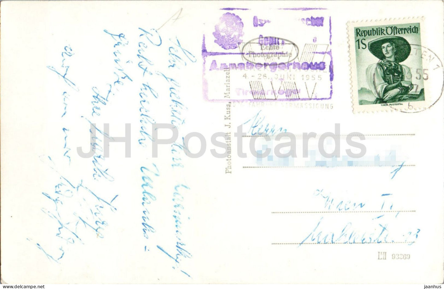 Tirolerkogel 1239 m - Annabergerhaus - paysage d'hiver - refuge de montagne - 536 - carte postale ancienne - 1955 - Autriche - d'occasion