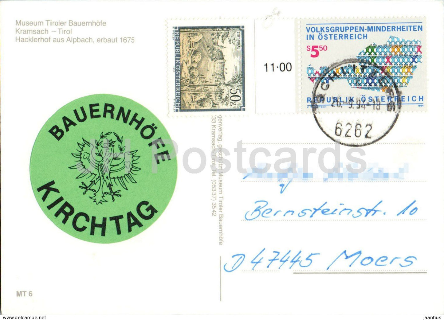 Museum Tiroler Bauernhofe Kramsach - Tirol - Hacklerhof aus Alpbach - farmhouse - museum - 1994 - Austria - used