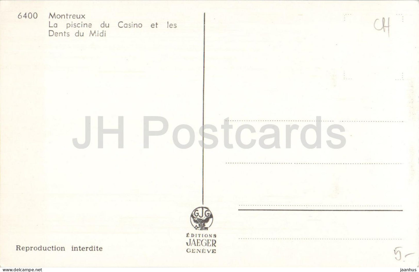 Montreux - La piscine du Casino et les Dents du Midi - Lake Geneva - Alps - 6400 - old postcard - Switzerland - unused