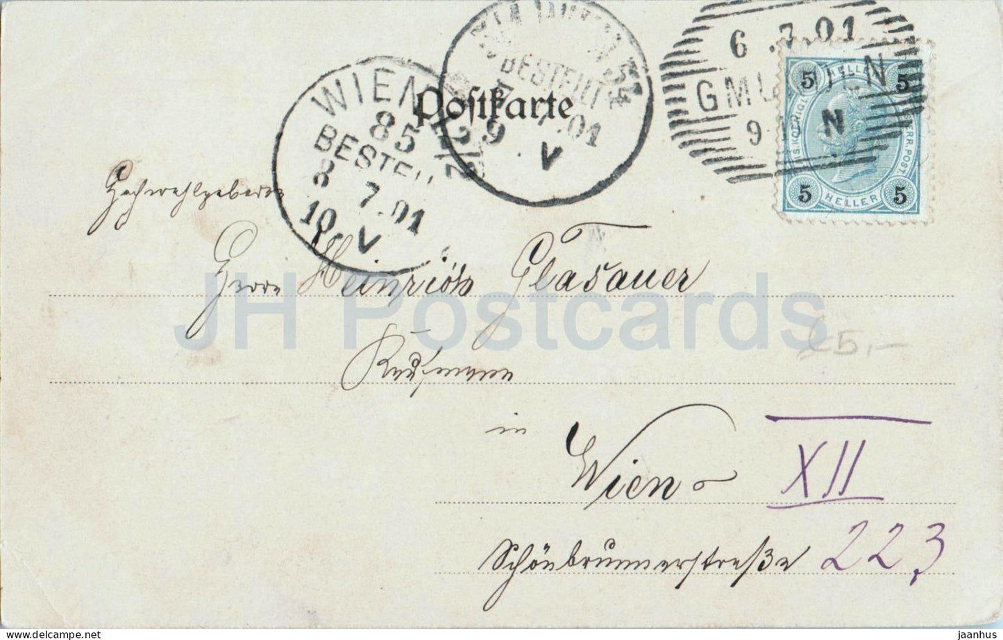 Gmunden c. Kalvarienberg - 415 F - carte postale ancienne - 1901 - Autriche - utilisé