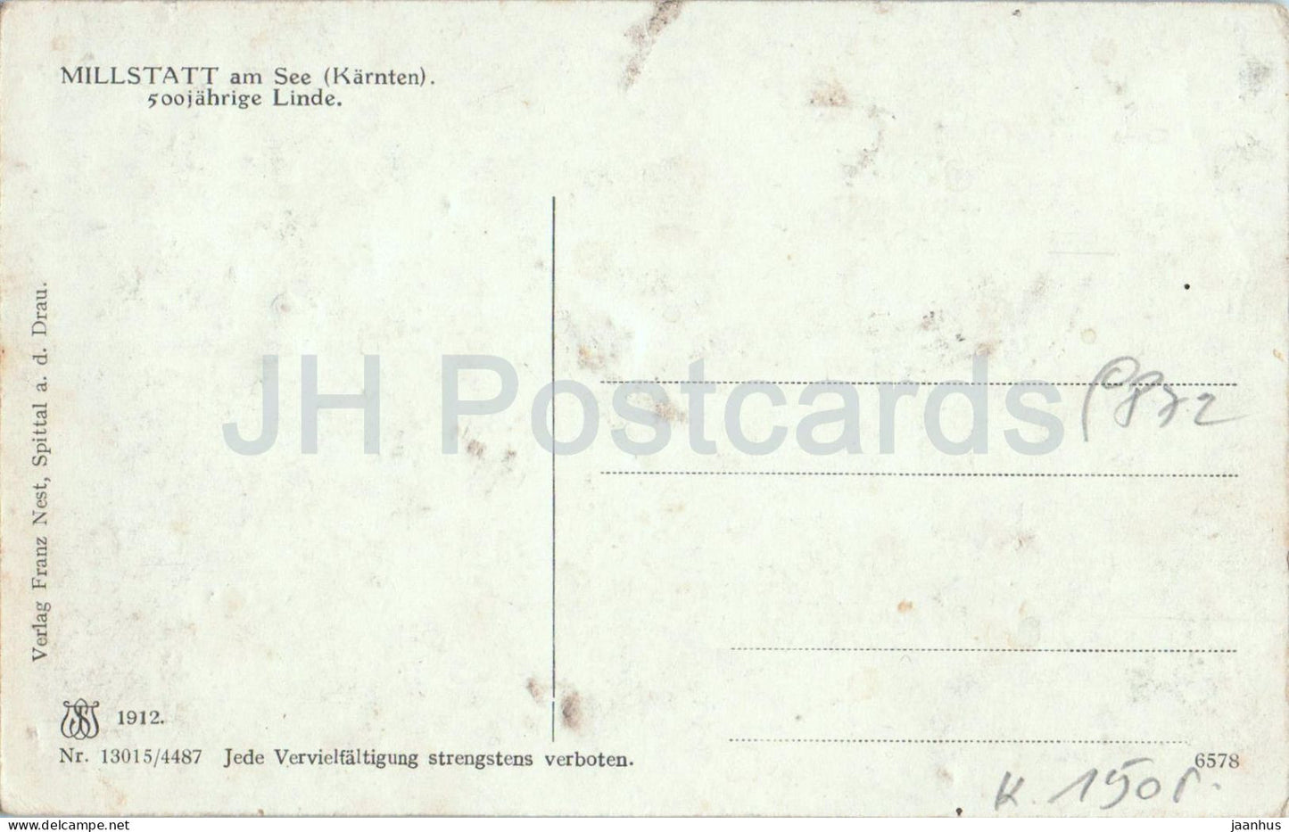 Millstatt am See - Karnten - 500 jahrige Linde - old postcard - 1912 - Austria - unused