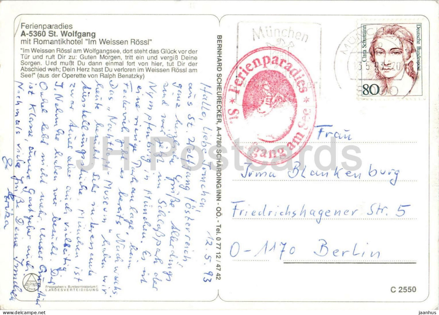 Grusse aus St. Wolfgang - Greetings from St. Wolfgang - Mehrbildkarte See Berge Stadt - Boot - 1993 - Österreich - gebraucht