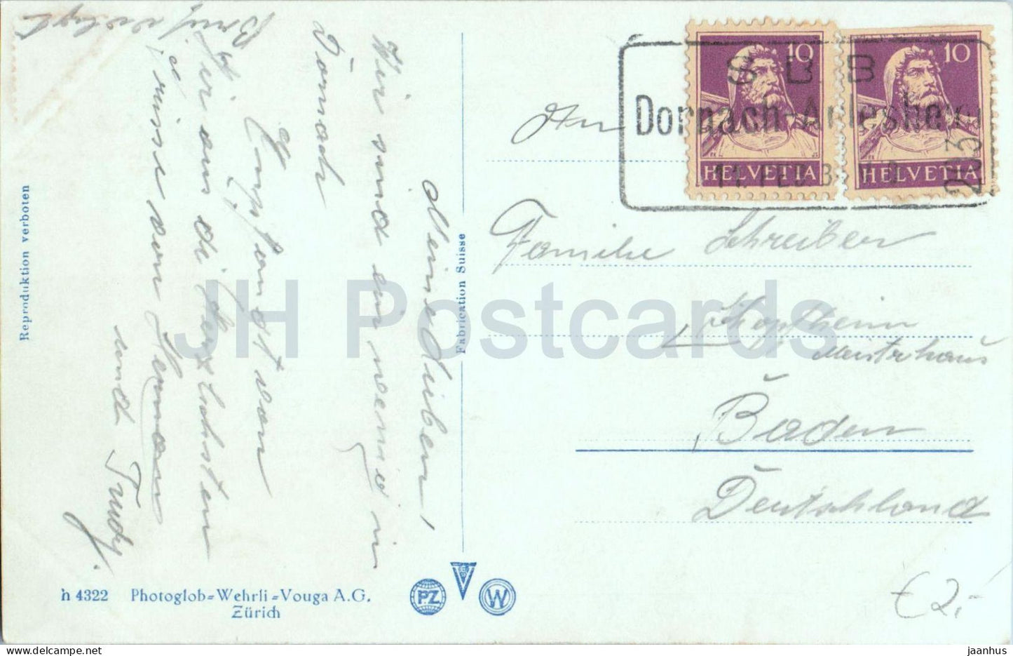 Schloss Birseck Eremitage - Arlesheim - castle - 4322 - old postcard - Switzerland - used