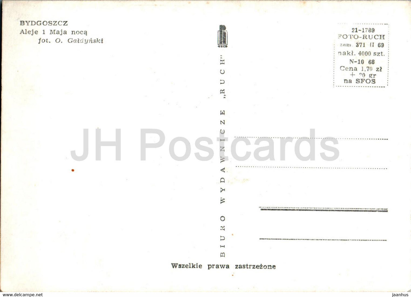 Bydgoszcz - Aleje 1 Maja noca - Avenue du 1er mai la nuit - Pologne - inutilisée