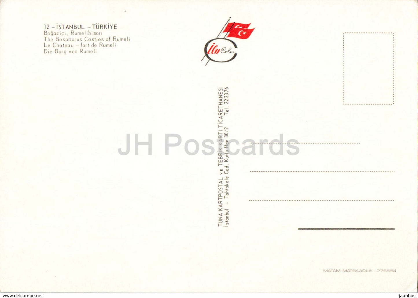 Istanbul – Die Bosporus-Schlösser von Rumeli – 12 – Ilo – Türkei – unbenutzt