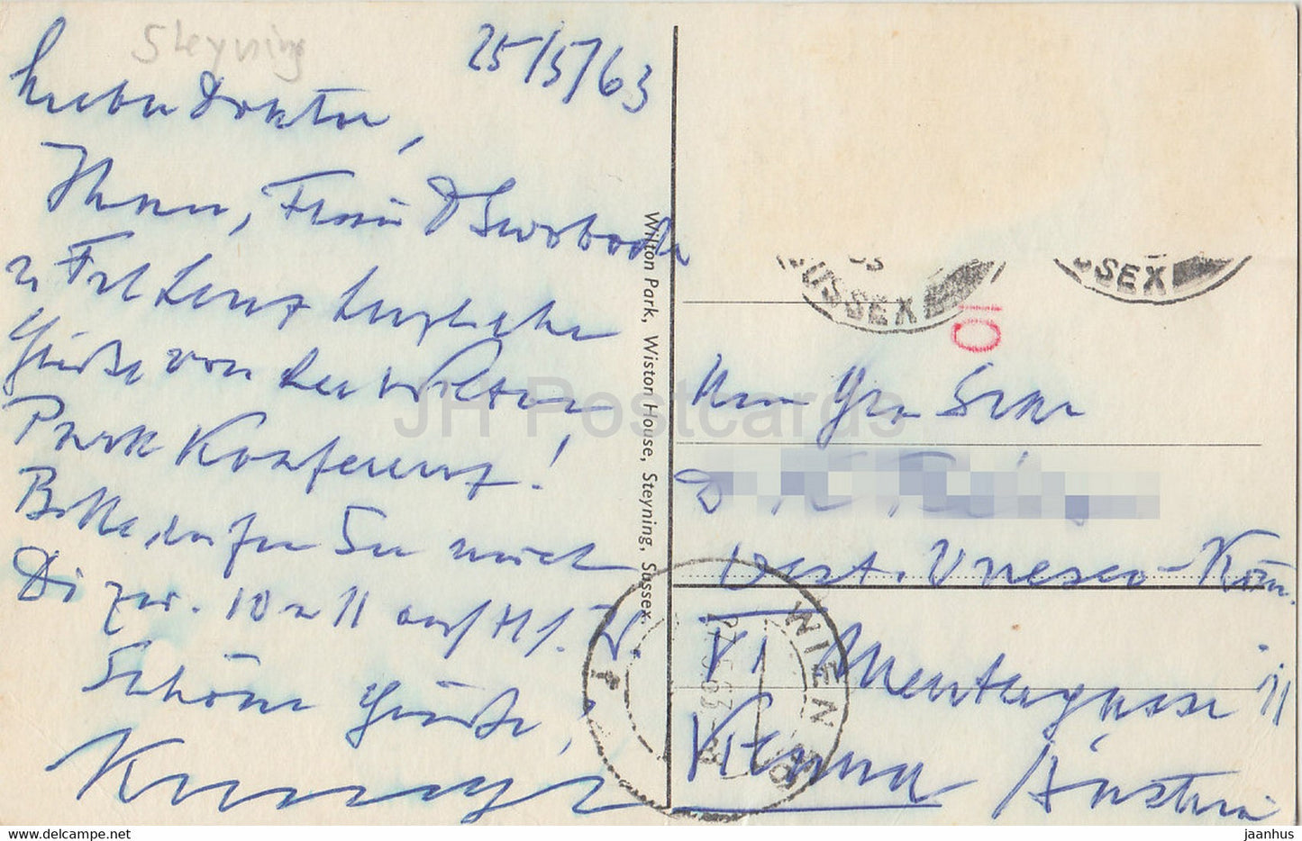 Steyning – Wilton Park – Wiston House – Vereinigtes Königreich – 1963 – England – gebraucht