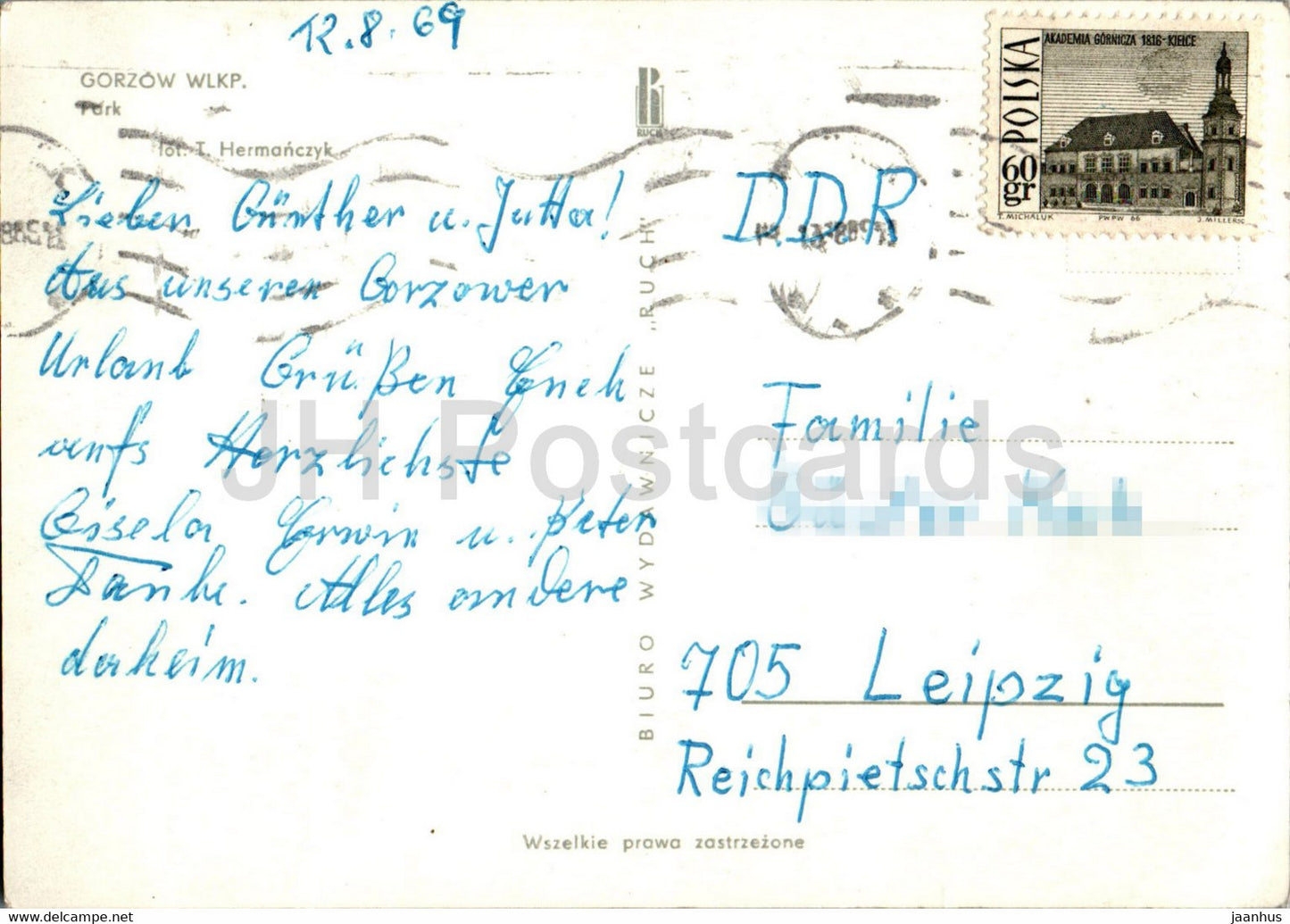 Gorzow WLKP - Wielkopolski - park - 1969 - Poland - used