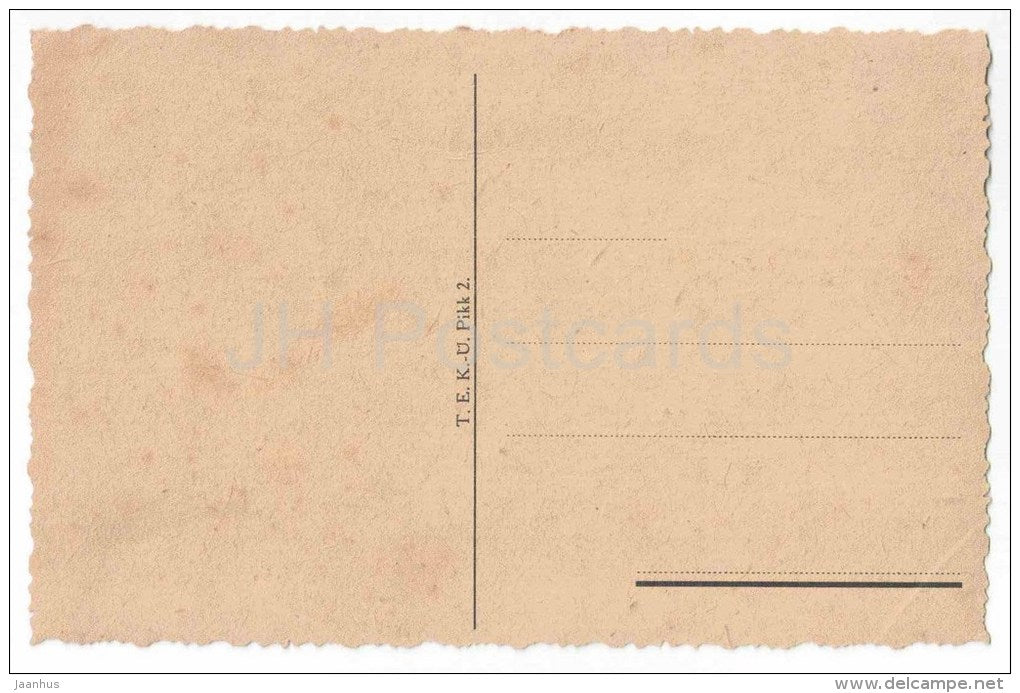 Birthday Greeting Card - children with flowers - T.E.K. - old postcard - unused - JH Postcards