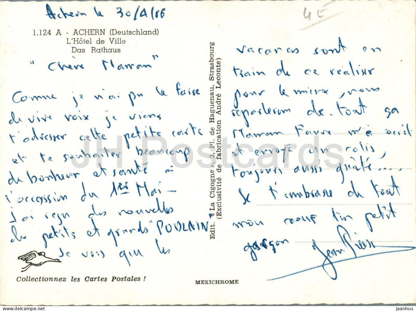 Achern - Rathaus - L'Hotel de Ville - Town Hall - 1124 - Germany - used