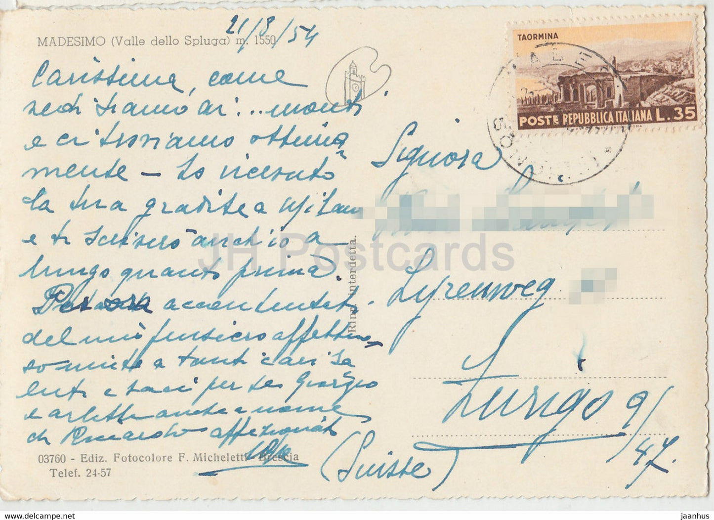 Madesimo - Valle dello Spluga - 1550 m - old postcard - 1954 - Italy - used