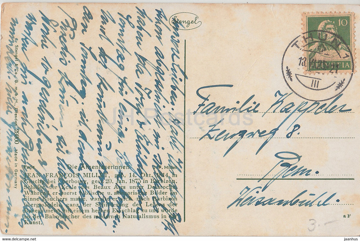 painting by Jean Francois Millet - Die Ahrenleserinnen - Stengel - 54 - French art - old postcard - 1925 Germany - used