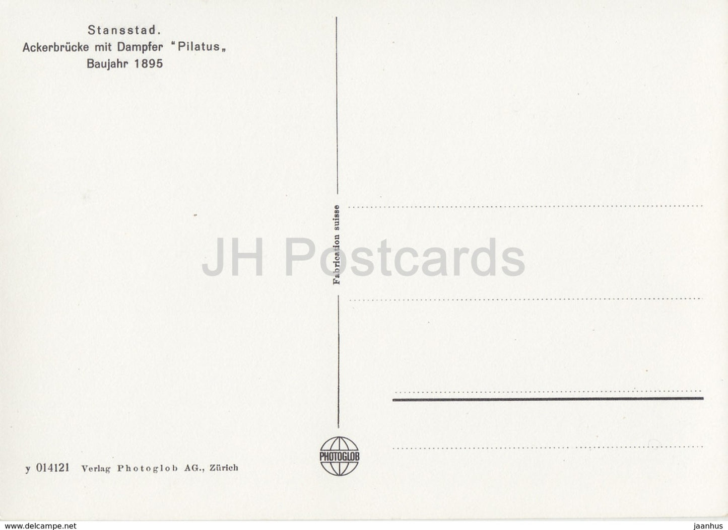 Stansstadt - Ackerbrucke mit Dampfer Pilatus - ship - steamer - 118 - Switzerland - unused