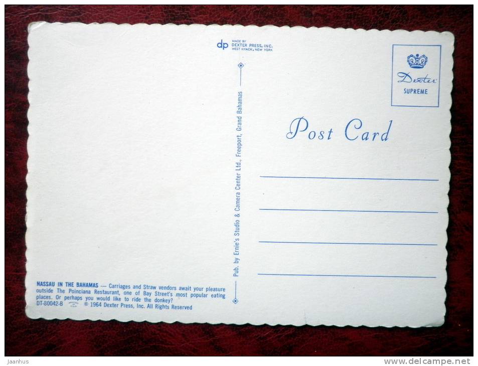 Nassau in the Bahamas - Carriages and Straw Vendors off Bay street - 1964 - Bahamas - unused - JH Postcards