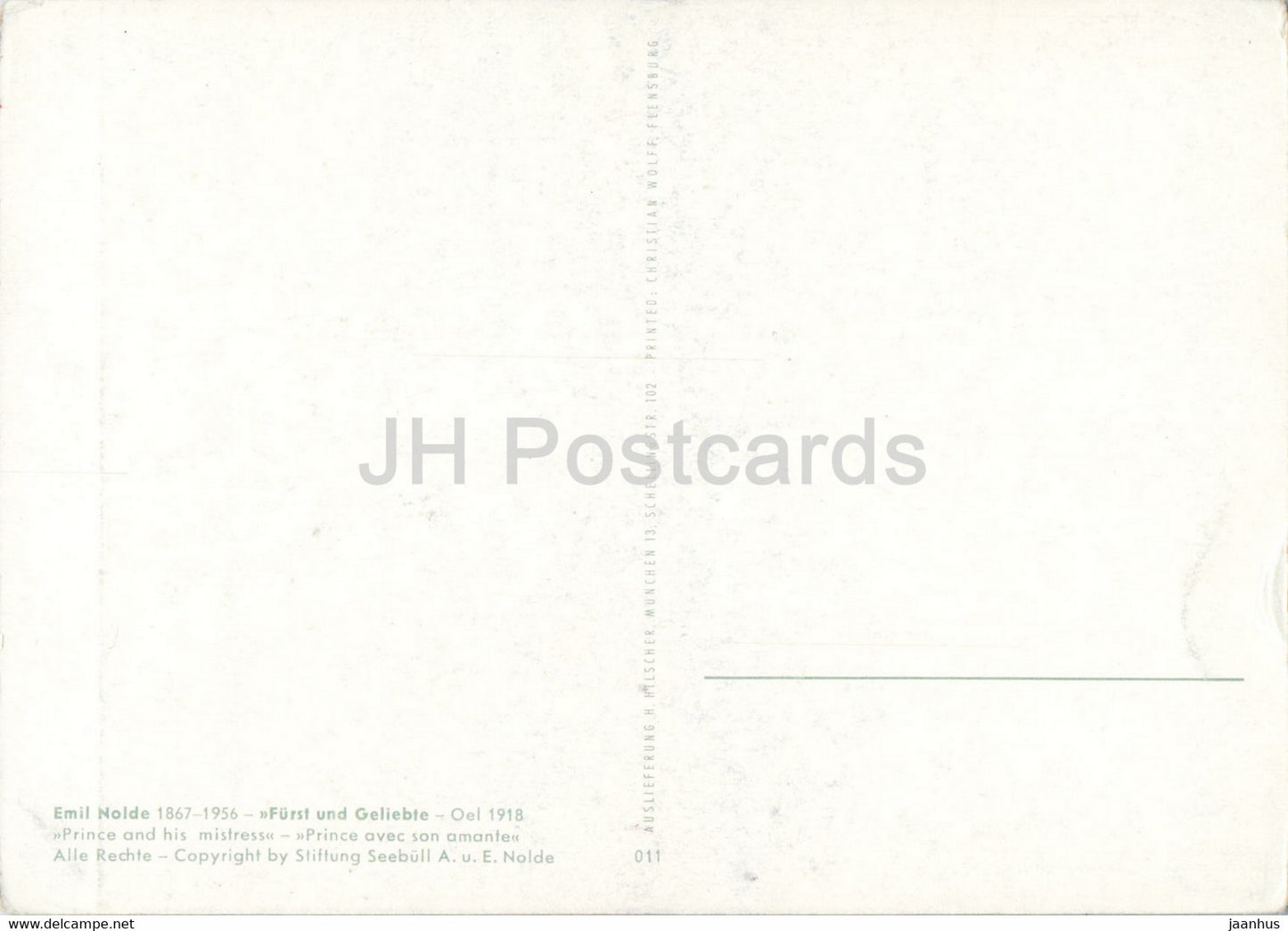 painting by Emil Nolde - Furst und Geliebte - Prince and his mistress - German art - Germany - unused