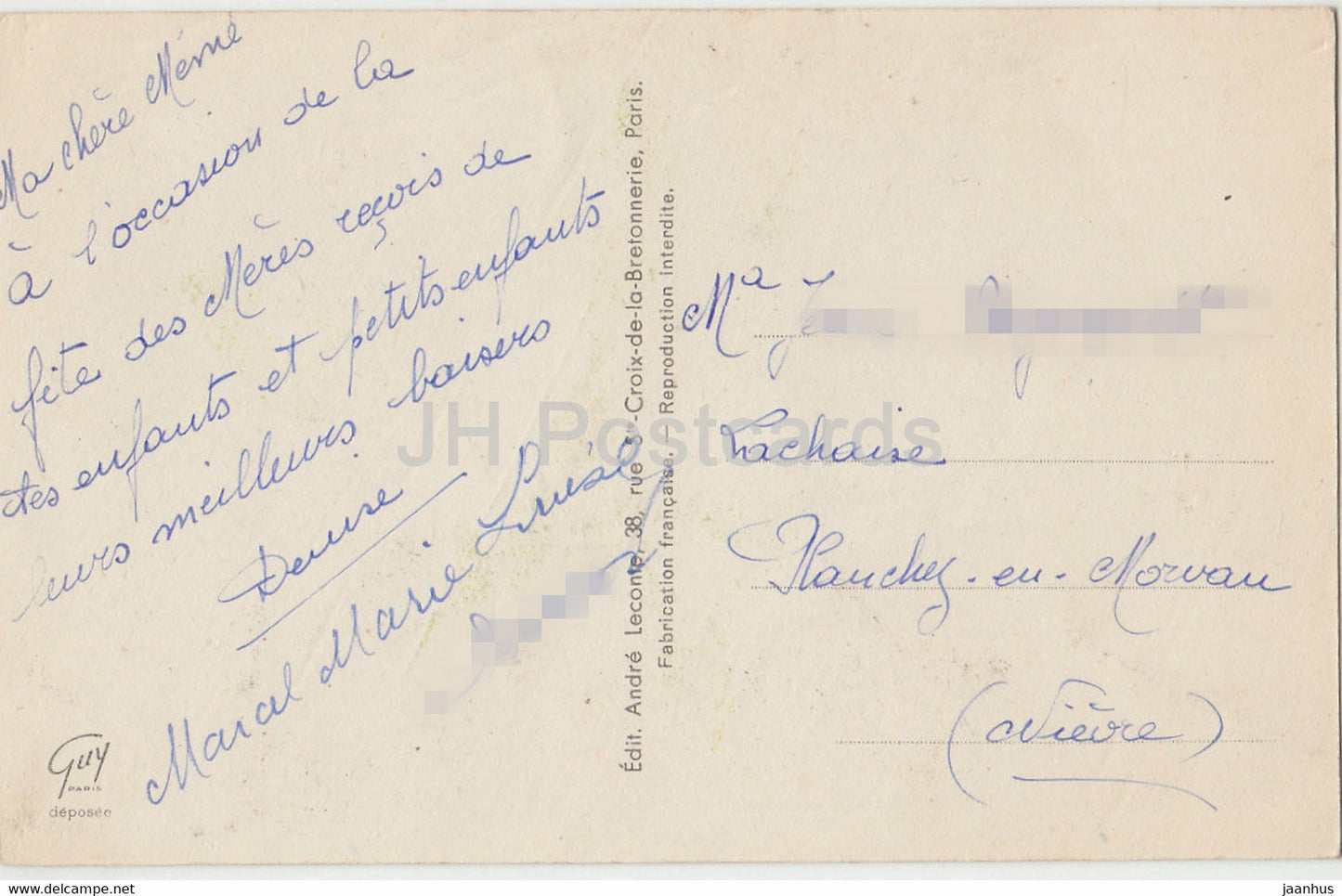 flowers - Tulips - illustration - Guy - old postcard - France - used