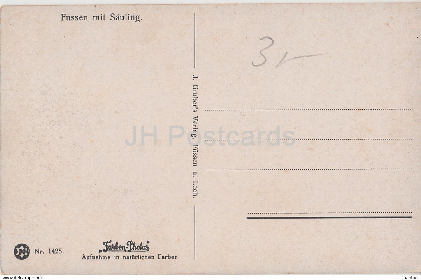 Fussen mit Sauling - 1425 - old postcard - Germany - unused