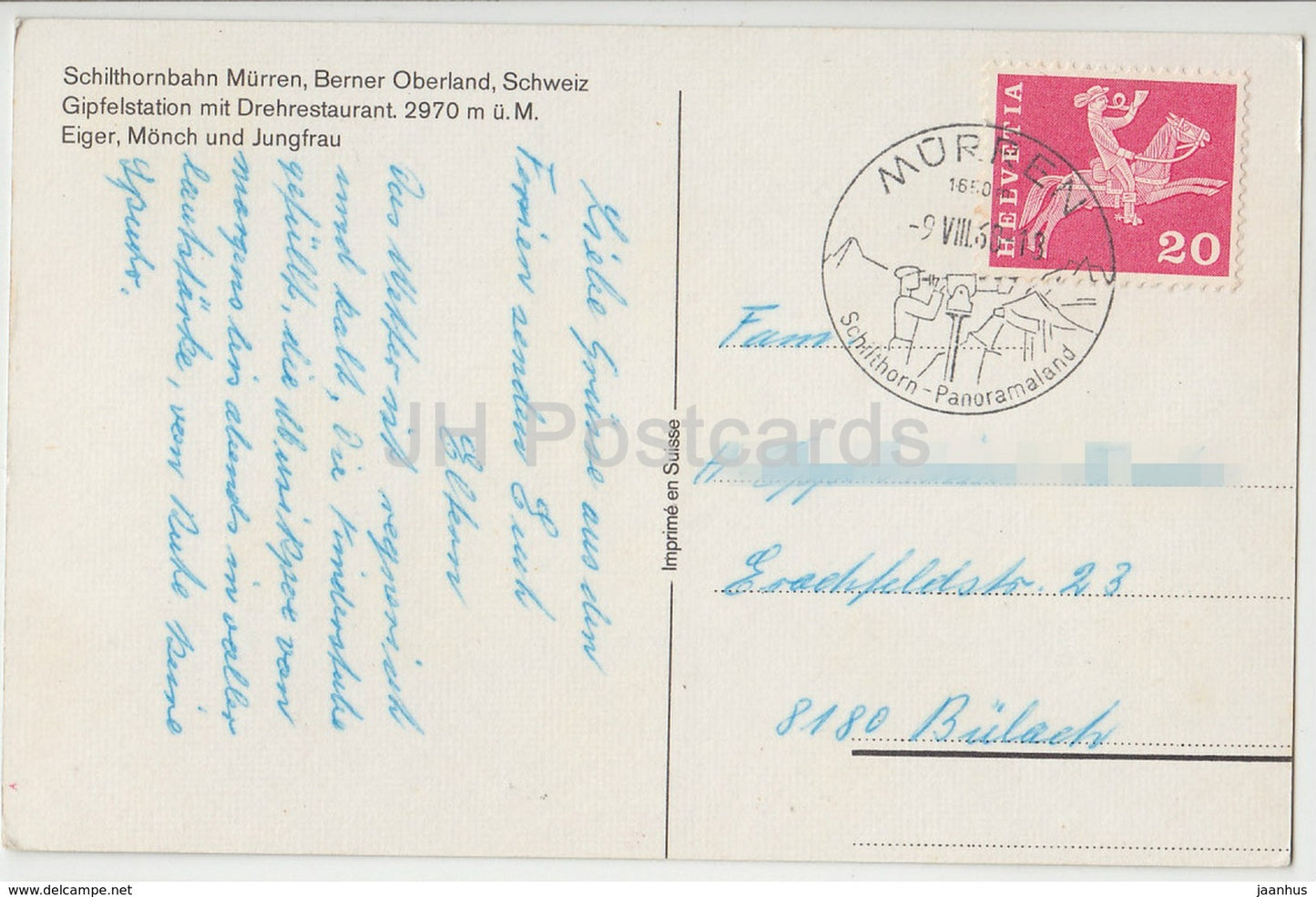 Schilthornbahn Mürren - Berner Oberland - Gipfelstation mit Drehrestaurant 2790 m - Seilbahn Schweiz - 1960 - gebraucht