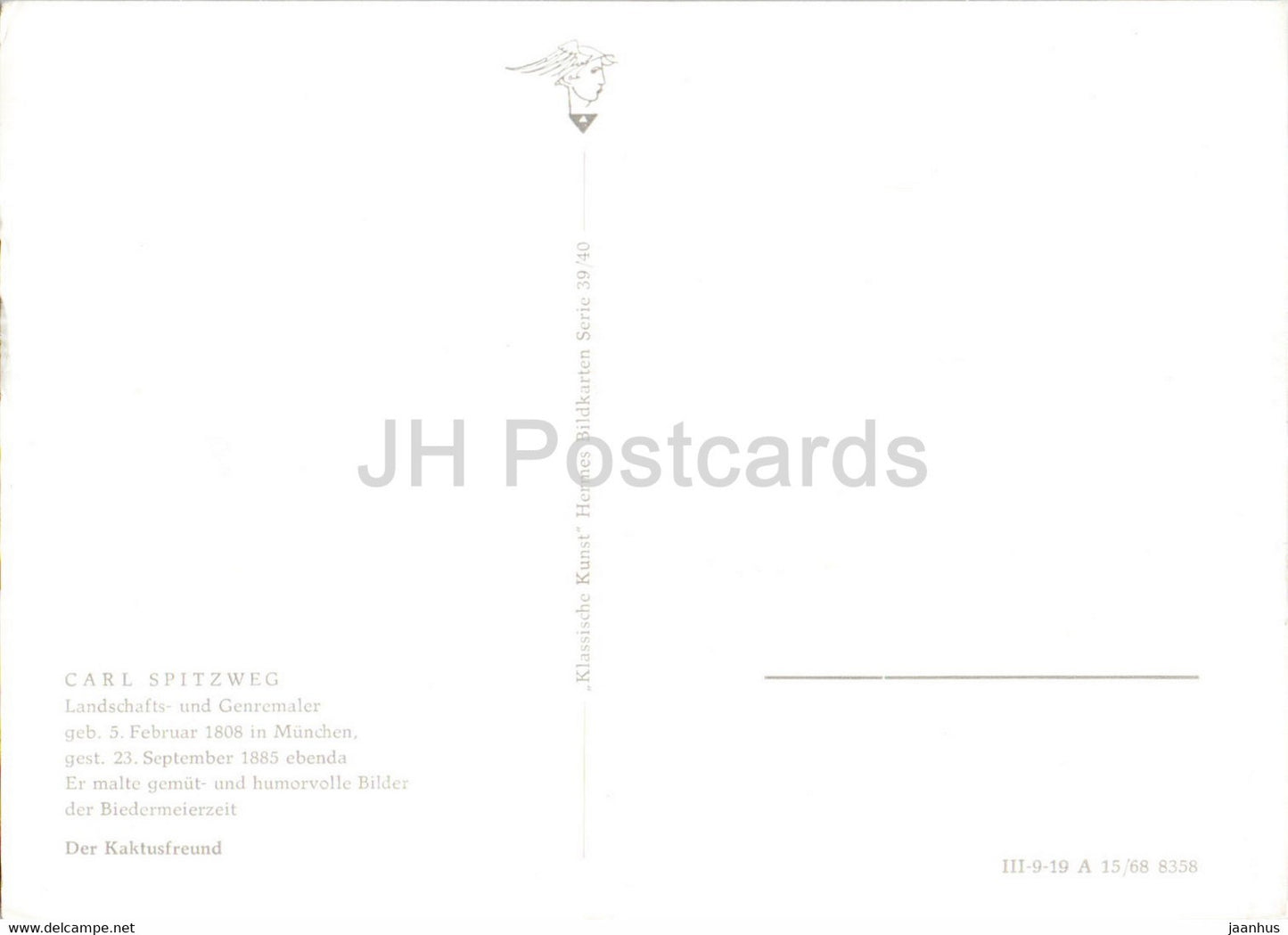 Gemälde von Carl Spitzweg – Der Kaktusfreund – Deutsche Kunst – Deutschland – unbenutzt