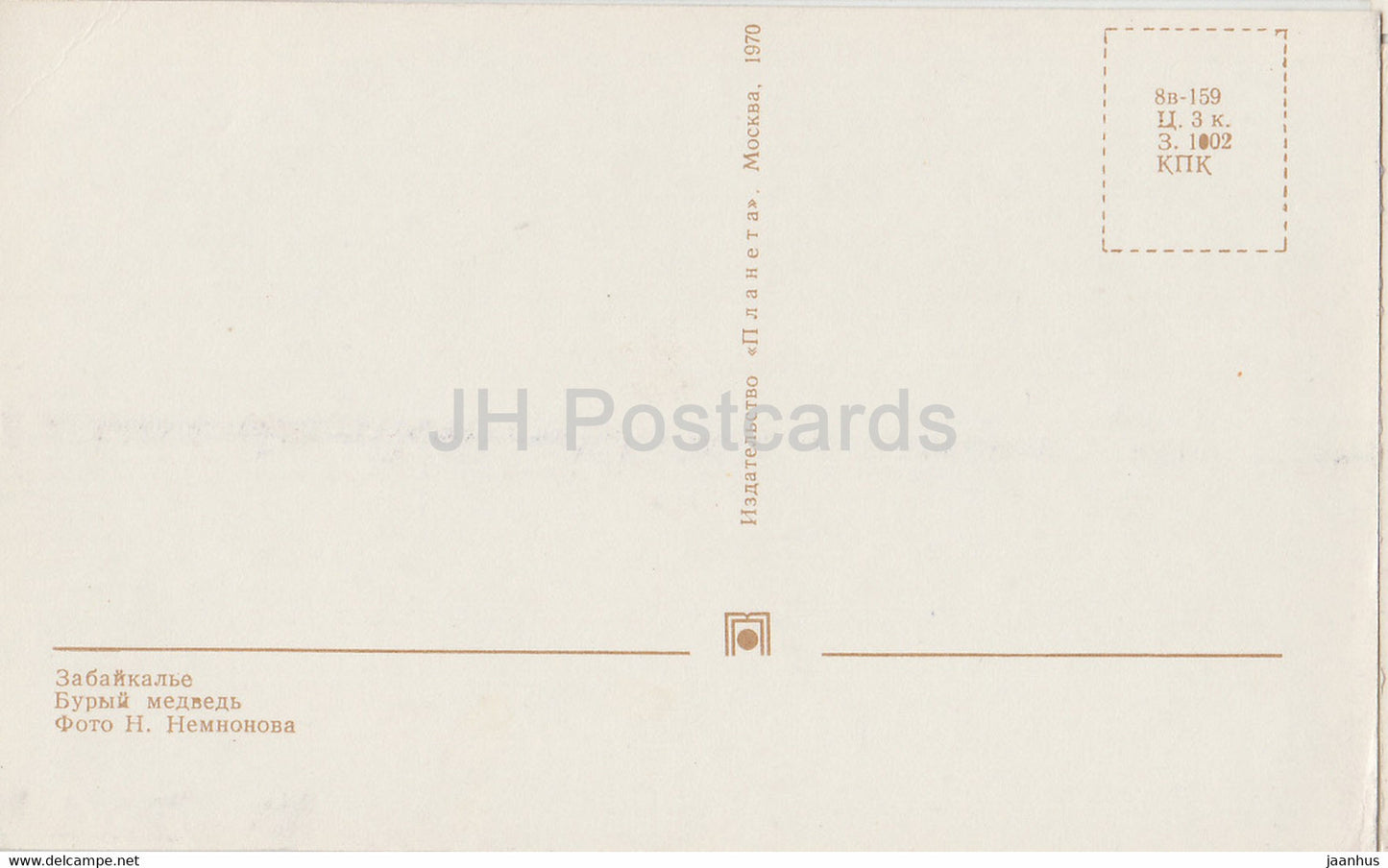 Brown Bear - Ursus arctos - Zabaikalie - animals - 1970 - Russia USSR - unused