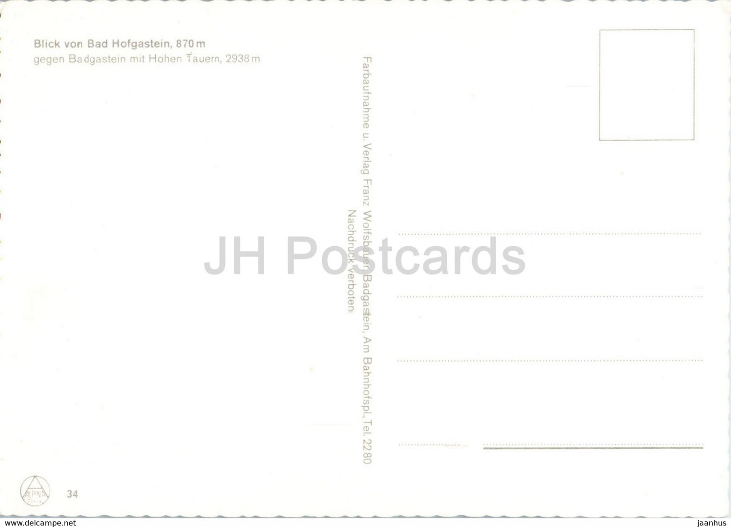 Blick von Bad Hofgastein 870 m - gegen Badgastein mit Hohen Tauern 2938 m - Austria - unused