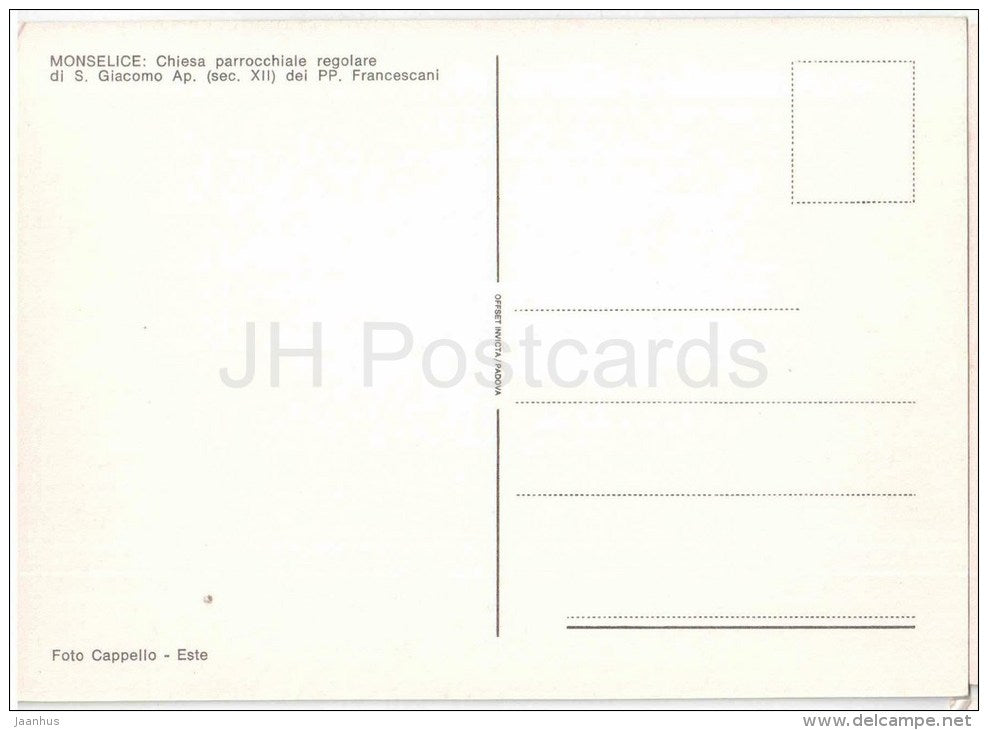 Chiesa Parrochiale Regolare di S. Giacomo - Monselice - Padova - Veneto - Italia - Italy - unused - JH Postcards