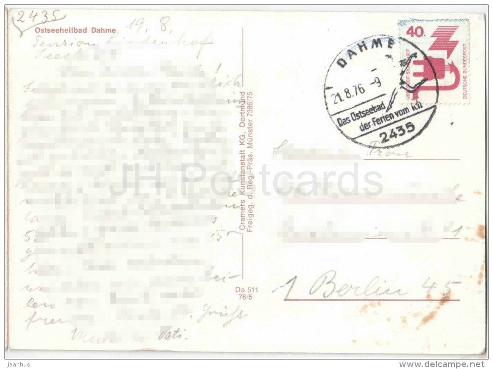 Ostseeheilbad Dahme - strand - beach - Germany - 1976 gelaufen - JH Postcards