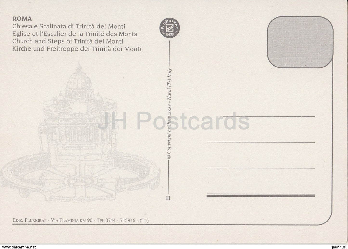 Roma - Rome - Chiesa e Scalinata di Trinita dei Monti - Church and Steps of Trinita dei Monti - Italy - unused