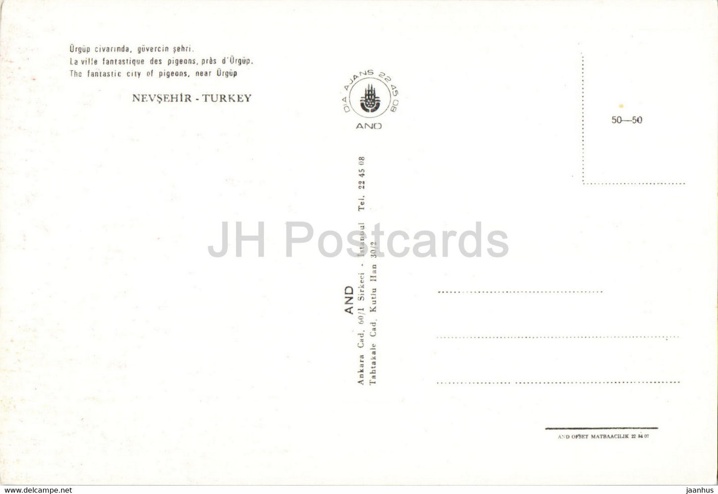 The fantastic city of pigeons near Urgup - AND - Turkey - unused