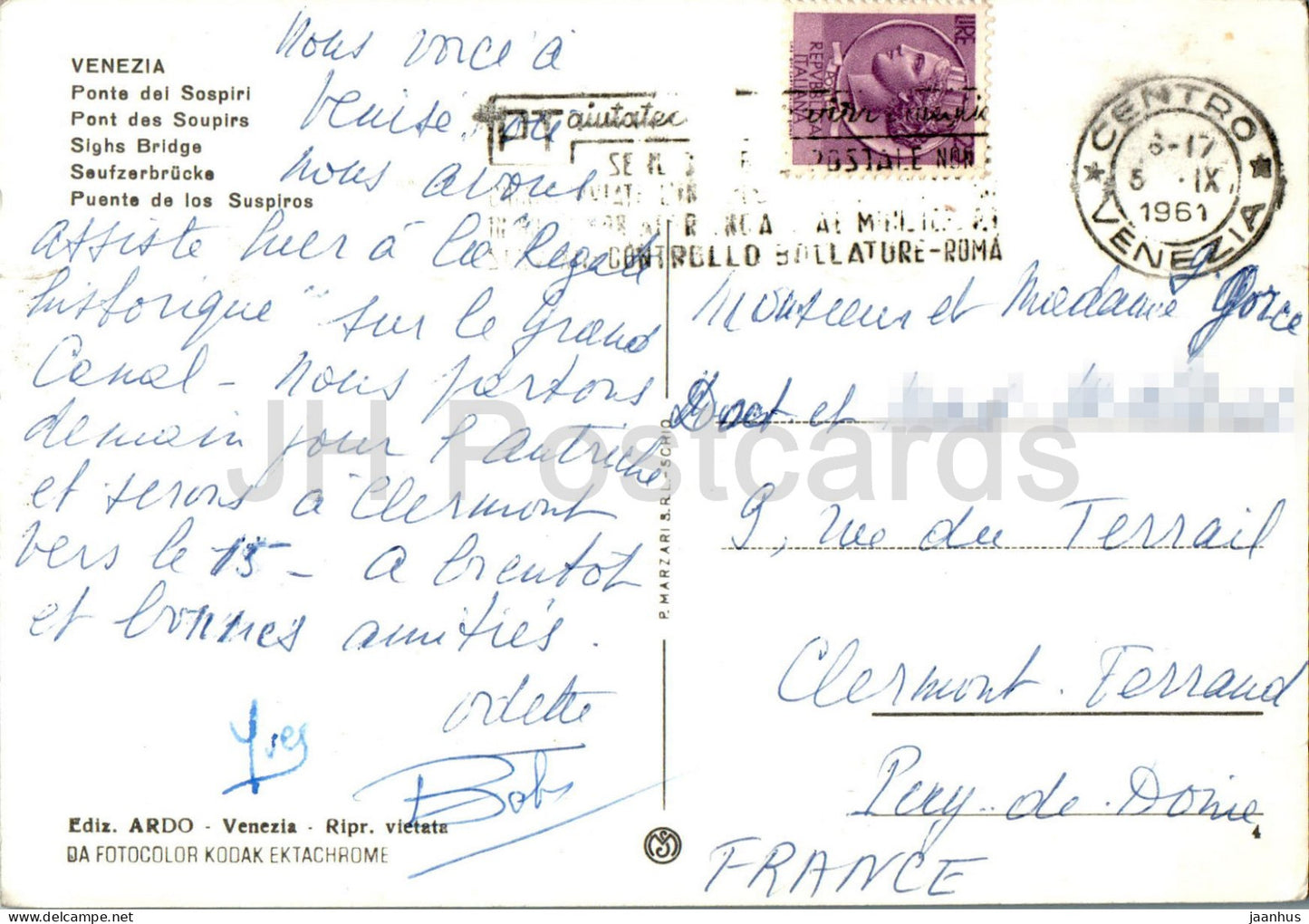 Venezia - Venedig - Ponte dei Sospiri - Seufzerbrücke - Boot - Gondel - 1961 - Italien - gebraucht