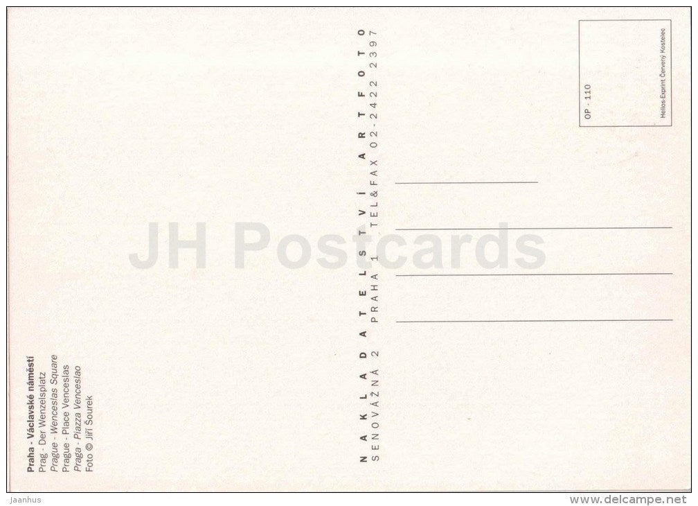 Wenceslas square - Praha - Prague - Czech - unused - JH Postcards