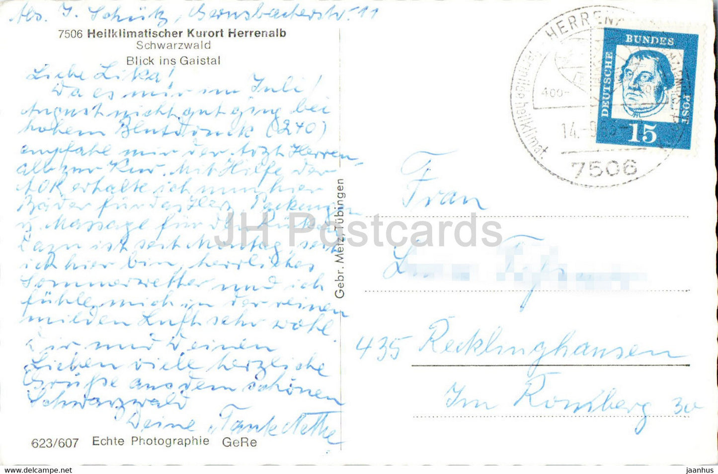 Heilklimatischer Kurort Herrenalb - Blick ins Gaistal - 1963 - Allemagne - occasion