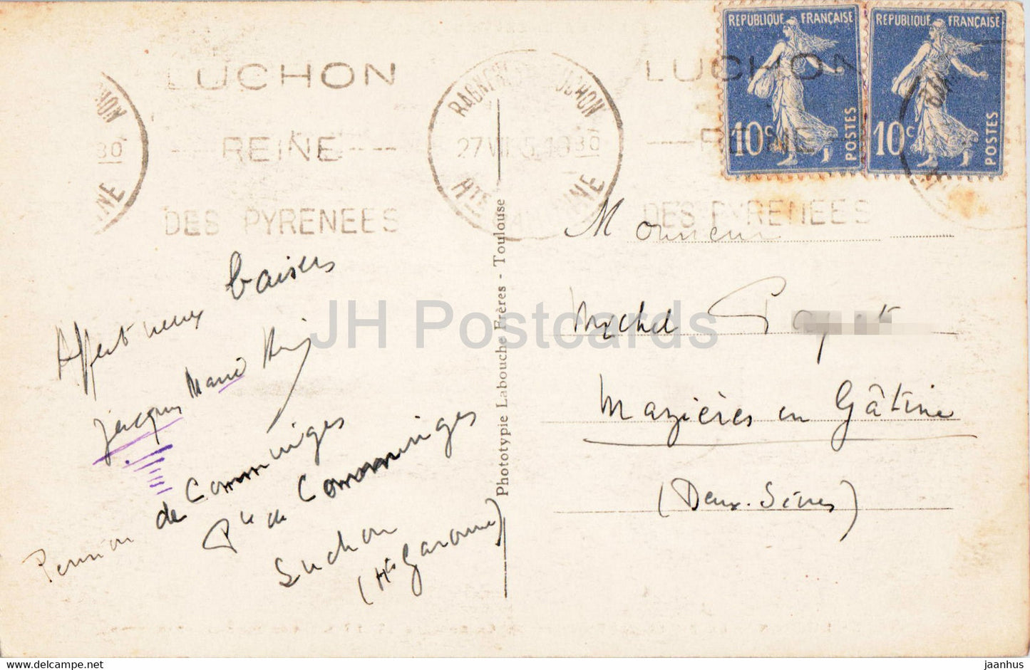 Luchon - Le Pic et les Glaciers de Crabioules vus de Superbagneres - 753 - old postcard - France - used