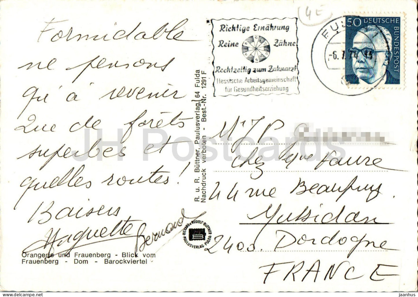 Barockstadt Fulda - Orangerie - Frauenberg - Dom - Barockviertel - multiview - 1974 - Allemagne - utilisé