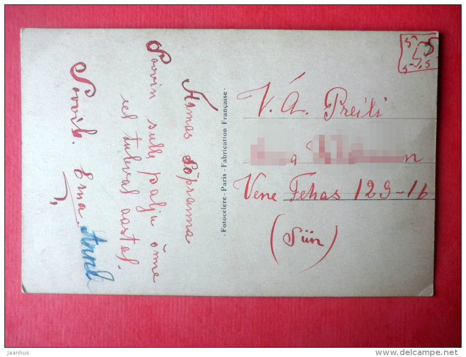 man and woman - couple - Fotocelere 1324 - France - circulated in Estonia - JH Postcards