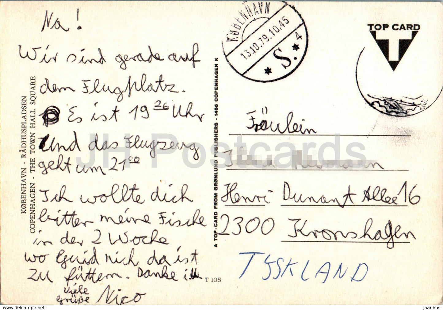 Copenhagen - Kopenhagen - Radhuspladsen - The Town Hall Square - bus - T 105 - 1979 - Denmark - used