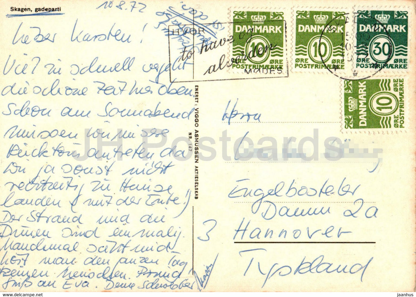 Skagen - gadeparti - rue - 147 - 1972 - Danemark - occasion