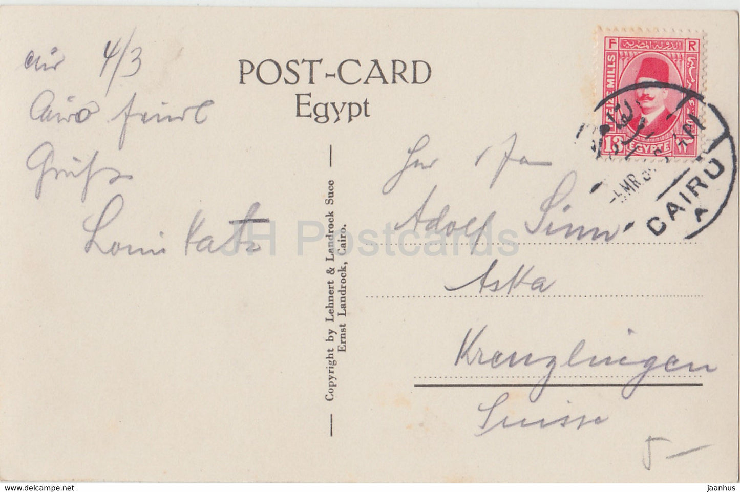 Abendzeit in der Wüste – Kamel – 128 – alte Postkarte – Ägypten – gebraucht