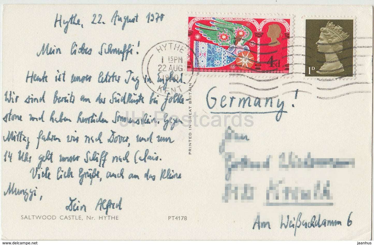 Hythe - Saltwood Castle - PT4178 - 1970 - United Kingdom - England - used